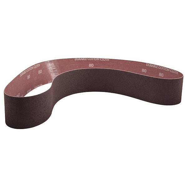 Sanding Belt, Coated, 2 1/2 in W, 48 in L, 80 Grit, Medium, Aluminum Oxide, R228 Metalite, Brown