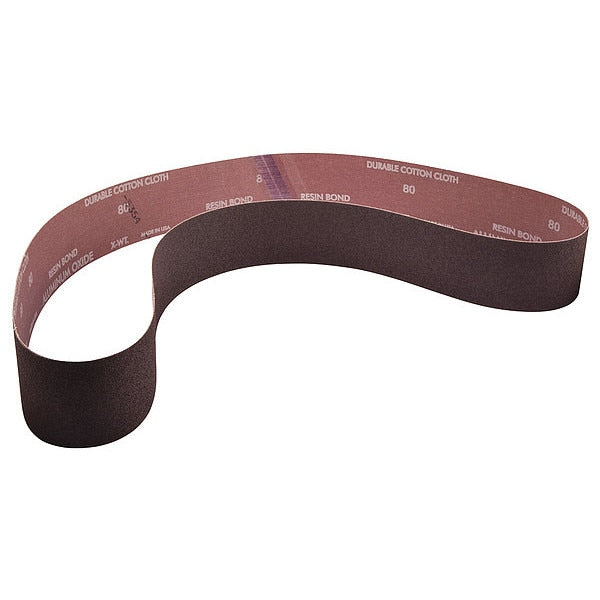 Sanding Belt, Coated, 2 1/2 in W, 60 in L, 100 Grit, Fine, Aluminum Oxide, R228 Metalite, Brown