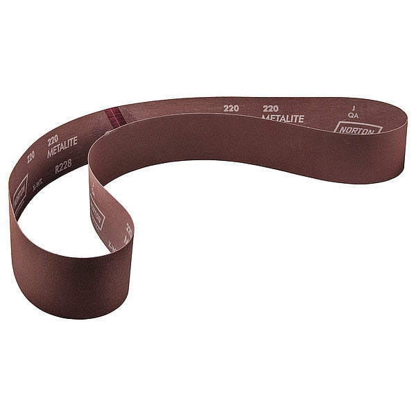 Sanding Belt, Coated, 2 1/2 in W, 60 in L, 220 Grit, Very Fine, Aluminum Oxide, R228 Metalite