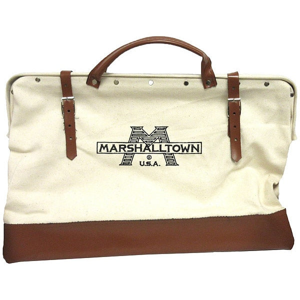 Tool Bag, Heavy-Duty Canvas, Leather (Bottom), 1 Pockets, Brown/White