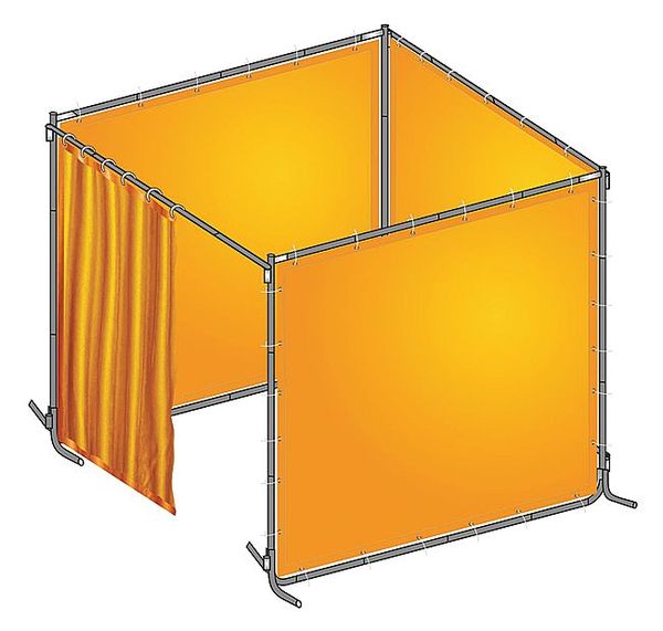 Welding Booth, 8 ft. W, 6 ft., Ylw Org