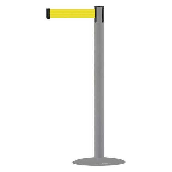 Barrier Post with Belt, 13 ft. L, Yellow