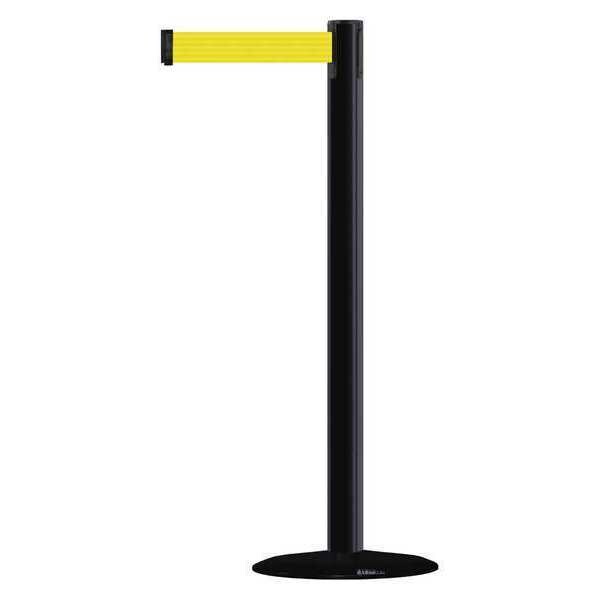Barrier Post with Belt, 13 ft. L, Yellow