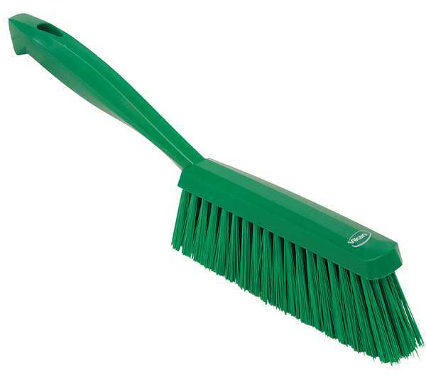 1 19/32 in W Bench Brush, Medium, 6 1/2 in L Handle, 6 1/2 in L Brush, Green, Plastic
