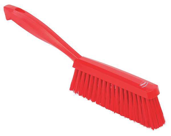 1 19/32 in W Bench Brush, Medium, 6 1/2 in L Handle, 6 1/2 in L Brush, Red, Plastic, 13 in L Overall