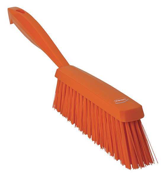 1 19/32 in W Bench Brush, Medium, 6 1/2 in L Handle, 6 1/2 in L Brush, Orange, Plastic
