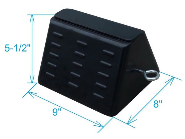 Wheel Chock, Molded Rbr w/Stl Grab, Black