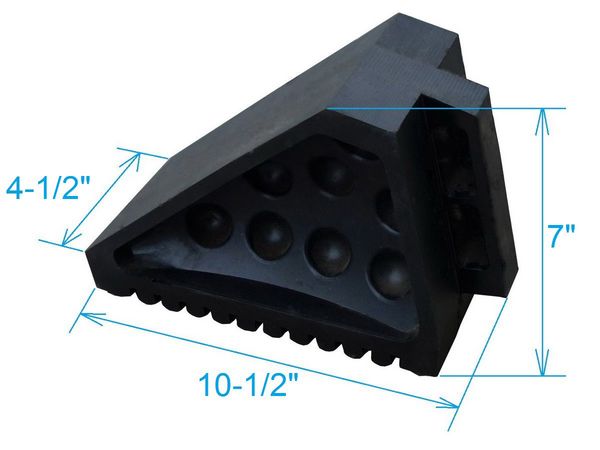 Wheel Chock, Molded Rubber, Black