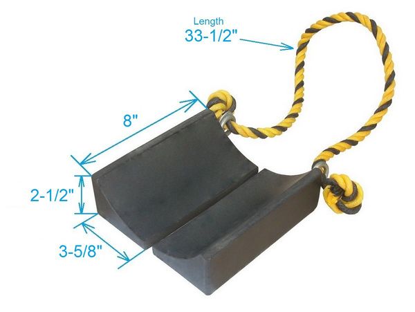 Molded Rubber with Steel Grab Wheel Chock in Black