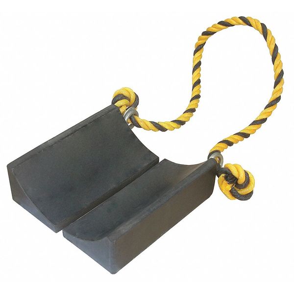 Molded Rubber with Steel Grab Wheel Chock in Black