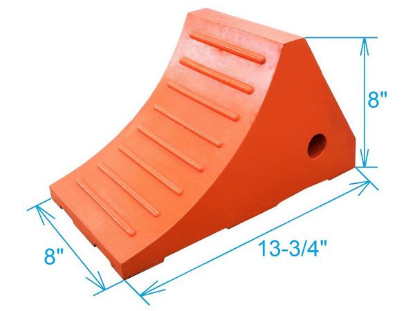 Wheel Chock, Molded Rubber, Orange