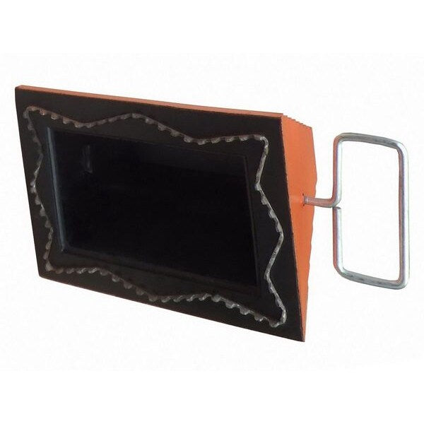 Wheel Chock, Molded Rbr w/Stl Grab, Orange
