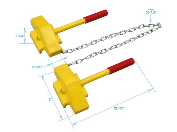 Rail Car Wheel Chock, Steel, Yellow