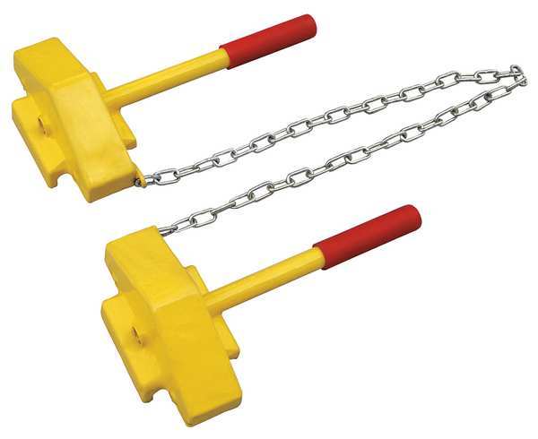 Rail Car Wheel Chock, Steel, Yellow