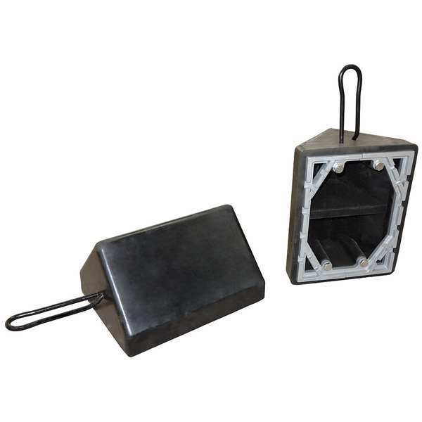 Wheel Chock, Molded Rbr w/Stl Grab, Black
