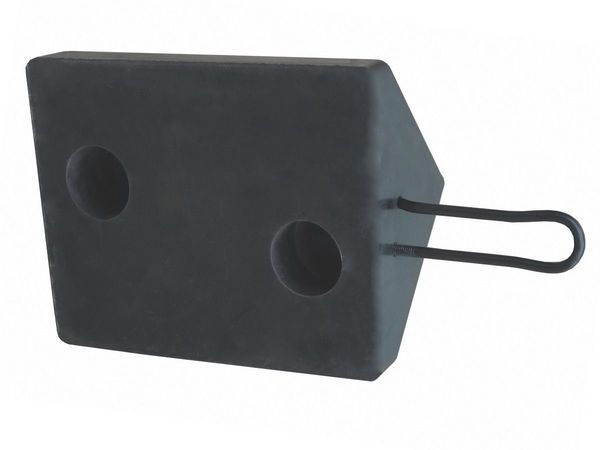 Wheel Chock, Molded Rbr w/Stl Grab, Black