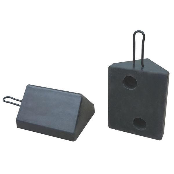 Wheel Chock, Molded Rbr w/Stl Grab, Black