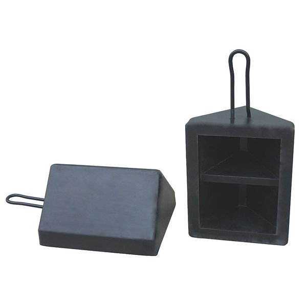 Wheel Chock, Molded Rbr w/Stl Grab, Black