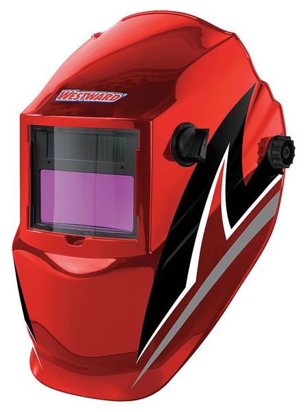 Auto Dark Welding Helmet, Shade 4, 9-13, Black/Red/White
