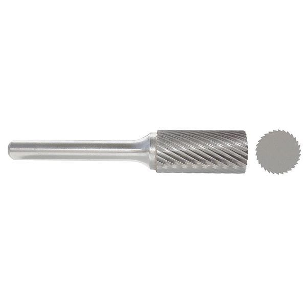 Carbide Bur, Cylinder, 1/8 In, 1/4 Shank