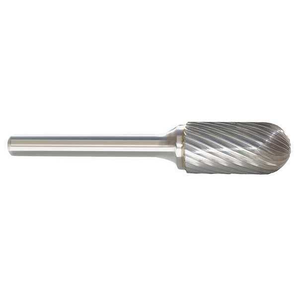Carbide Bur, Radius End, 1/8 In, 1/4 Shank