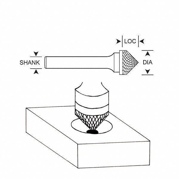 Carbide Bur, Cone, 3/8 In, 1/4 Shank
