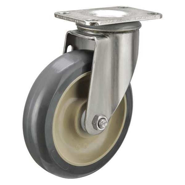 Swivel Plate Caster, 350 lb., 90 Shore A