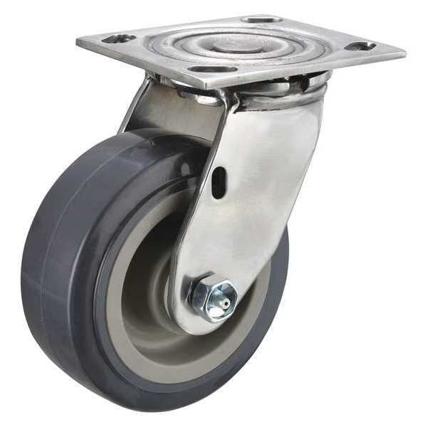 Swivel Plate Caster, 750 lb., Delrin, Gray