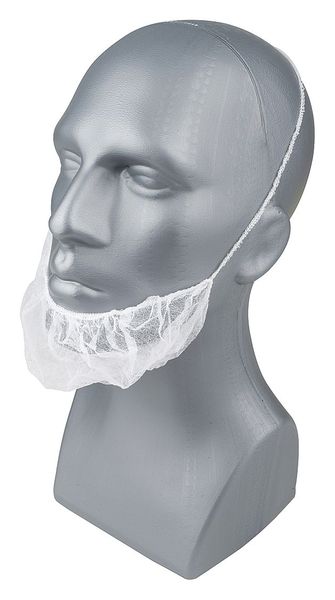 Beard Net Cover, Polypropylene, Latex-Free, White, Size Universal, 1000 Per Box