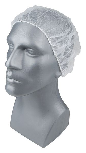 Bouffant Cap, PP, 18 In, White, PK1000
