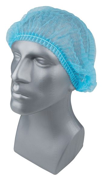 Pleated Bouffant Cap, PP, 24 In, Blue, PK100