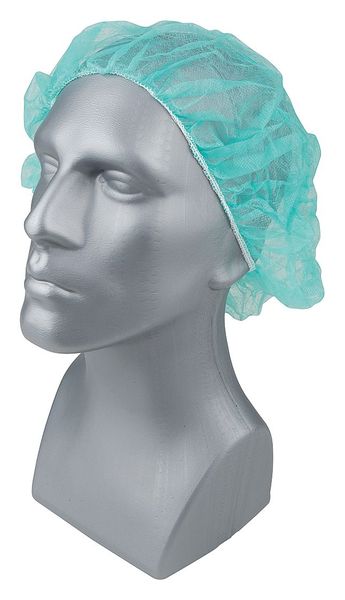 Bouffant Cap, PP, 24 In, Green, PK1000