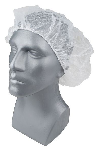 Bouffant Cap, PP, 28 In, White, PK1000
