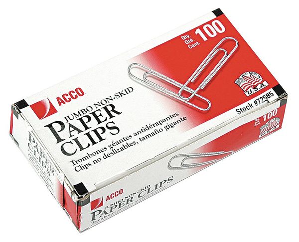 Paper Clip, Silver, Steel Wire, PK1000