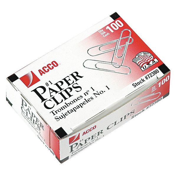 Paper Clip, Silver, Steel Wire, PK1000