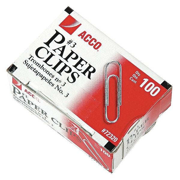 Paper Clip, Silver, Steel Wire, PK1000