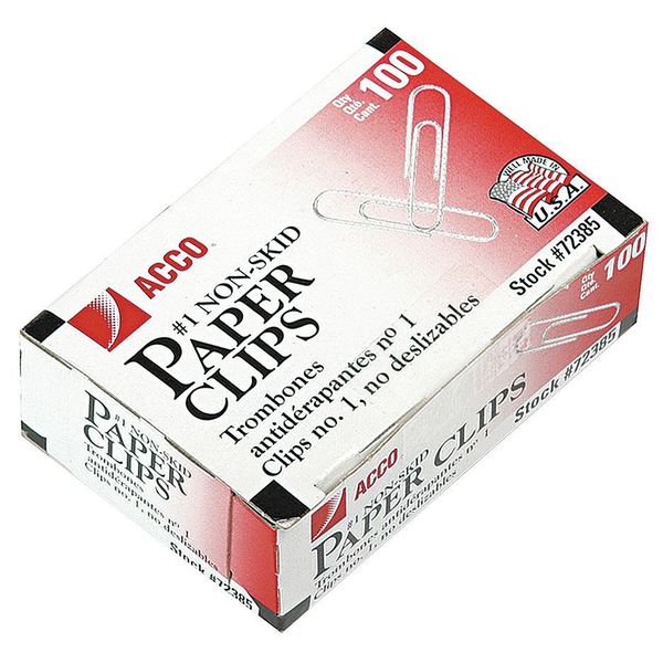 Paper Clip, Silver, Steel Wire, PK1000