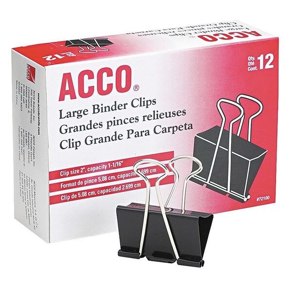 Binder Clip Black/Silver, PK12