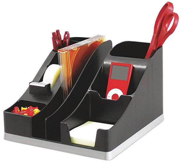 Desktop Organizer, Black/Silver, Plastic