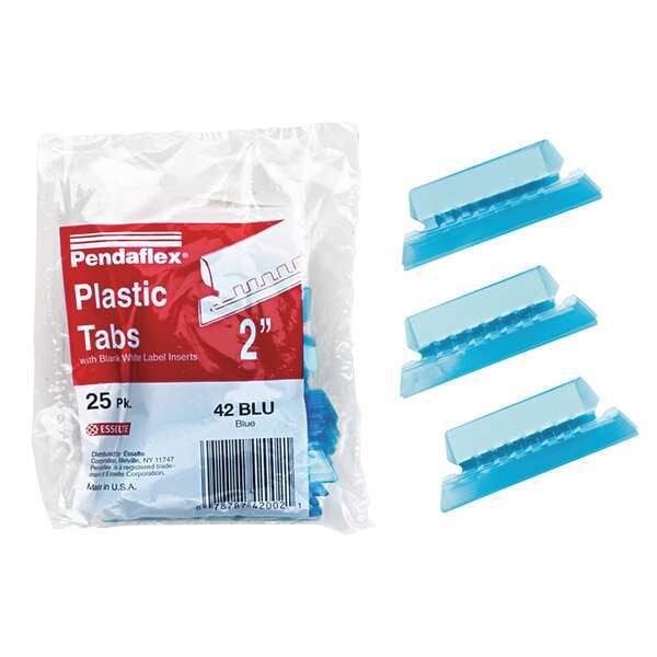 Hanging Folder Tabs, Blue, Plastic, PK25
