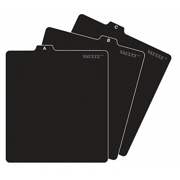 CD Index Tab Set, Black, Card Stock