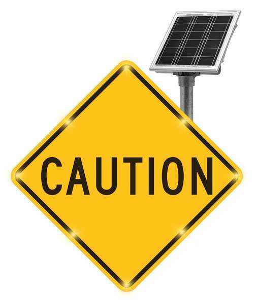 LED Sign, Caution, Aluminum, 30