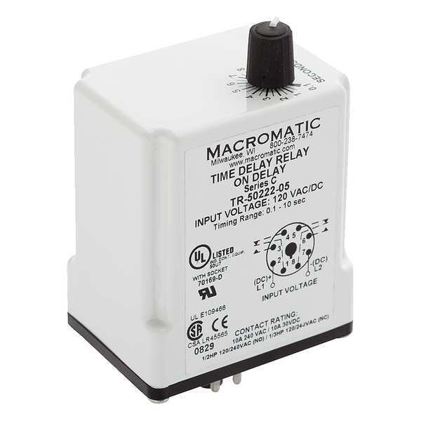 Time Delay Relay, 12VDC, 10A, DPDT, 3 sec.