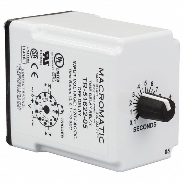 Time Delay Rlay, 24VAC/DC, 10A, DPDT, 3 sec.