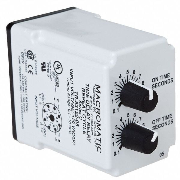 Time Delay Relay, 24VAC/DC, 10A, DPDT