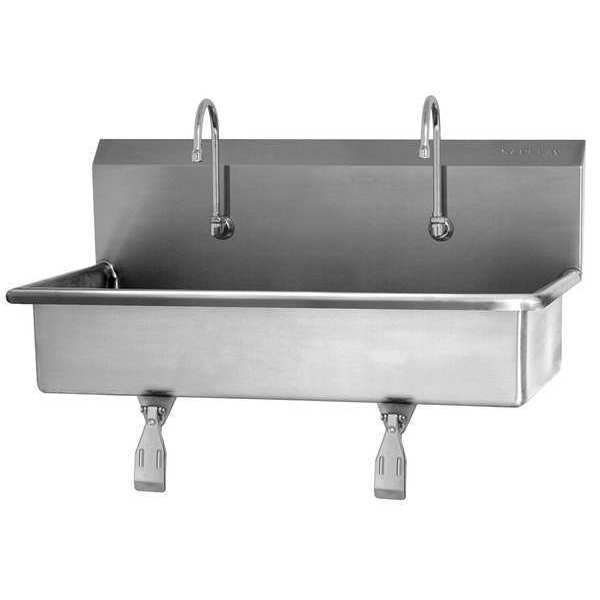 Wall Mount, 2 Hole, Single Knee Pedal, Stainless, Wash Station