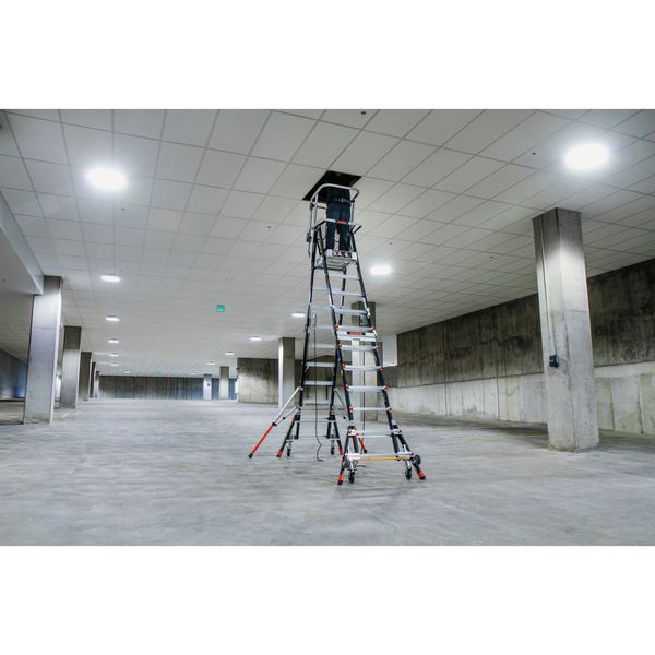 8 to 14 ft Fiberglass Adjustable Safety Cage Platform Stepladder