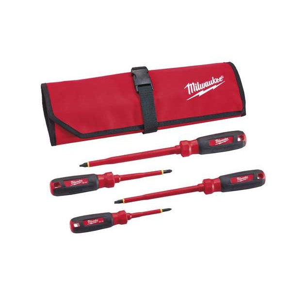 4 PC 1000V Insulated Screwdriver Set w/ Roll Pouch