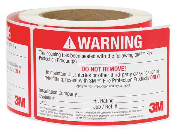 Label, 5 In., Red/White, 250 Labels/Roll