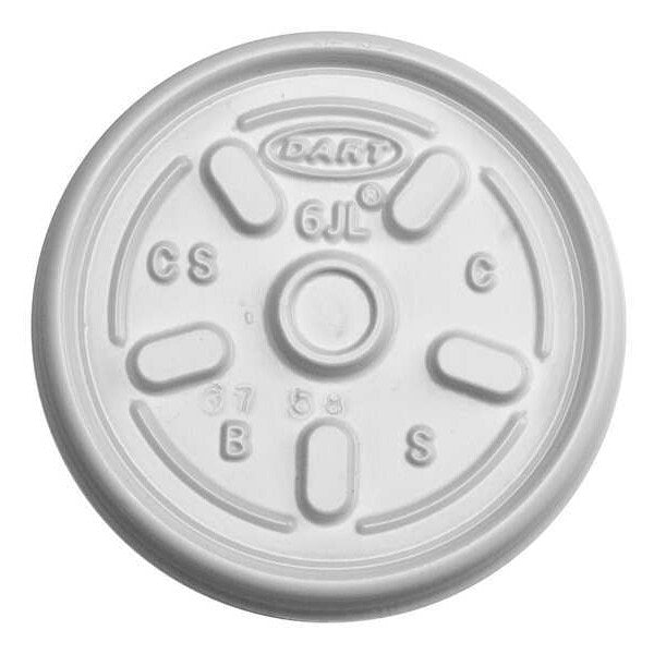 Lid for 2 to 6 oz. Hot Cup, Flat, Non Vented, White, Pk1000